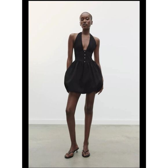 Zara Balloon Mini Dress Halter Size Small - Picture 1 of 10